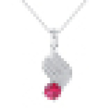Women′s Elegant 925 Sterling Silver Red Crystal Pendant Necklace